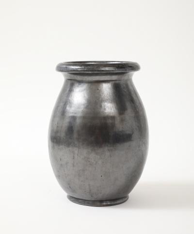  Atelier Cerenne of Vallauris Large Japanese Manganese Black Enamel Glaze Vase France 1950 signed Aegitna