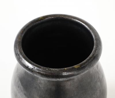  Atelier Cerenne of Vallauris Large Japanese Manganese Black Enamel Glaze Vase France 1950 signed Aegitna