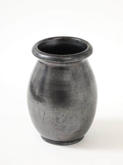  Atelier Cerenne of Vallauris Large Japanese Manganese Black Enamel Glaze Vase France 1950 signed Aegitna