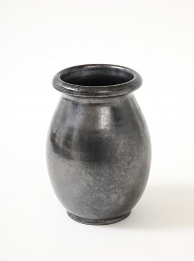  Atelier Cerenne of Vallauris Large Japanese Manganese Black Enamel Glaze Vase France 1950 signed Aegitna