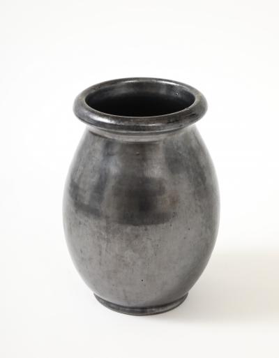  Atelier Cerenne of Vallauris Large Japanese Manganese Black Enamel Glaze Vase France 1950 signed Aegitna