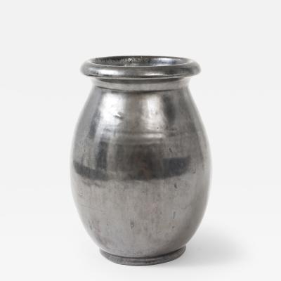  Atelier Cerenne of Vallauris Large Japanese Manganese Black Enamel Glaze Vase France 1950 signed Aegitna