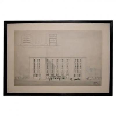  Atelier Garnier Grand Scaled French Architectural Drawing