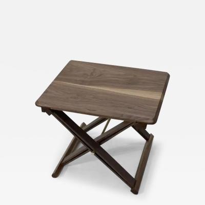  Atelier Luer Atelier Luer Campaign Style Tray Side Table with X Frame Base and Leather Straps