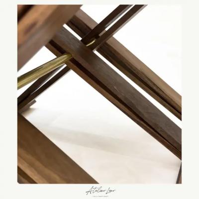  Atelier Luer Atelier Luer Walnut Nightstand End Table with Live Edge Drawer X Frame Base