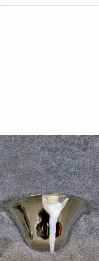  Atelier Petitot Ezan Glass FRENCH ART DECO OPALESCENT GLASS BIRD NICKEL BRONZE SCONCES