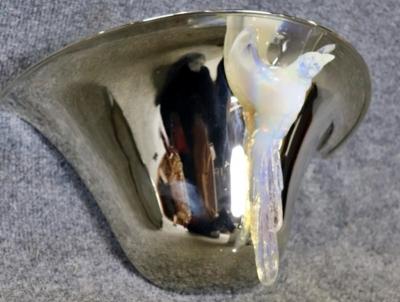  Atelier Petitot Ezan Glass FRENCH ART DECO OPALESCENT GLASS BIRD NICKEL BRONZE SCONCES