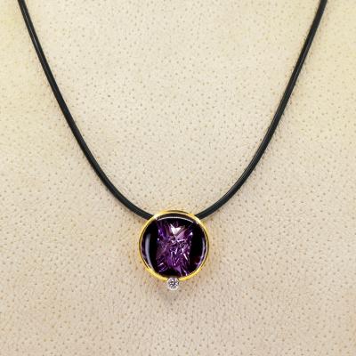  Atelier Tom Munsteiner 18 70 Carat Amethyst Diamond Gold Platinum Pendant Necklace Atelier Munsteiner