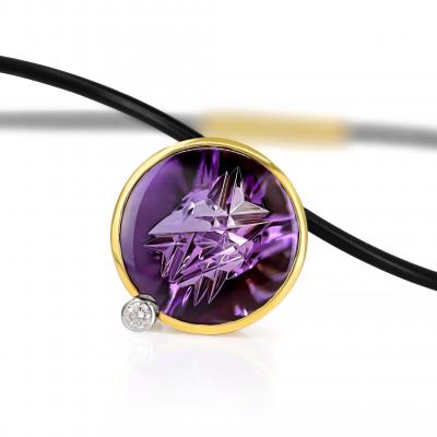  Atelier Tom Munsteiner 18 70 Carat Amethyst Diamond Gold Platinum Pendant Necklace Atelier Munsteiner