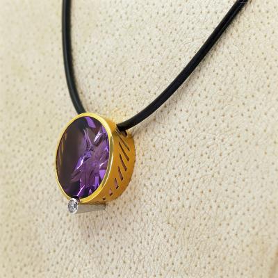  Atelier Tom Munsteiner 18 70 Carat Amethyst Diamond Gold Platinum Pendant Necklace Atelier Munsteiner
