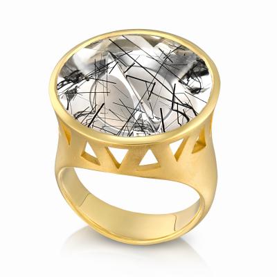  Atelier Tom Munsteiner Atelier Munsteiner Magic Face Black Tourmaline Quartz One of a Kind Gold Ring