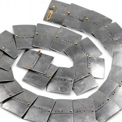  Atelier Zobel Alternating Diamond Yellow Gold Oxidized Silver Link Necklace Atelier Zobel