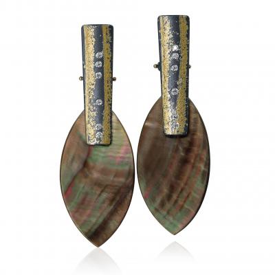  Atelier Zobel Mother of Pearl White Diamond Gold Oxidized Silver Earrings Atelier Zobel 2025