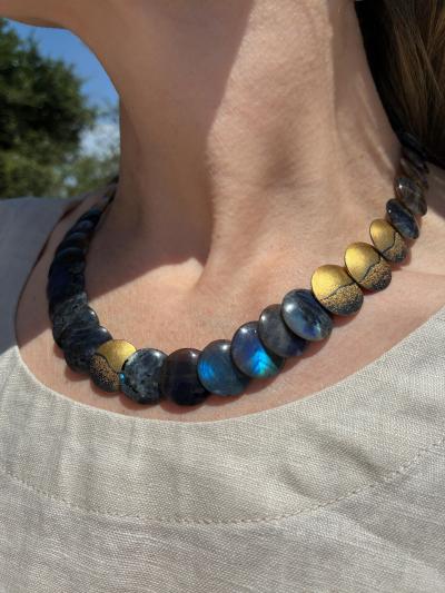  Atelier Zobel Spectrolite Labradorite Gold Oxidized Silver Disc Necklace Atelier Zobel 2026