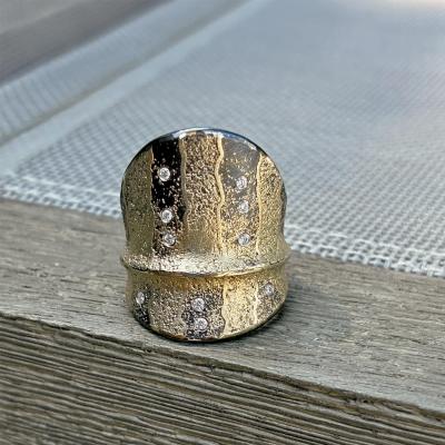  Atelier Zobel White Diamond Pure Gold Oxidized Silver Shield Ring Atelier Zobel 2025