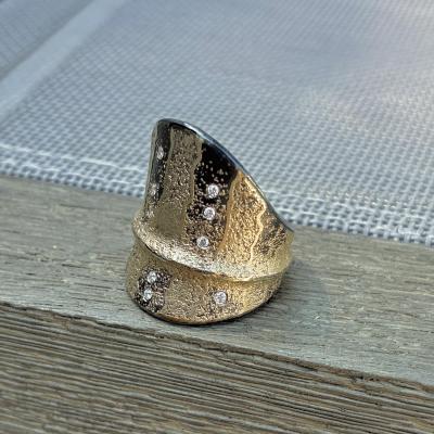  Atelier Zobel White Diamond Pure Gold Oxidized Silver Shield Ring Atelier Zobel 2025