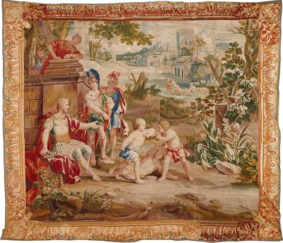  Atelier d Urban et Daniel III Leyniers Rare 18th century wool and silk tapestry by Leyniers