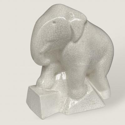  Atelier de Sainte Radegonde Atelier de Sainte Radegonde Art Deco Cream Ceramic Elephant
