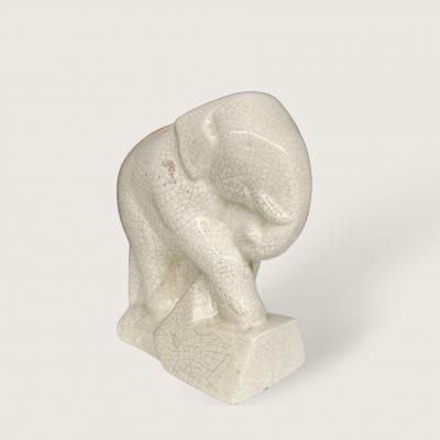  Atelier de Sainte Radegonde Atelier de Sainte Radegonde Art Deco Cream Ceramic Elephant