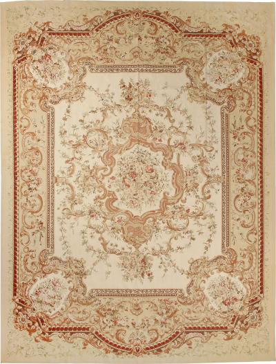  Aubusson Flowers and Garlands French Aubusson Rug 19th Century 1920s France