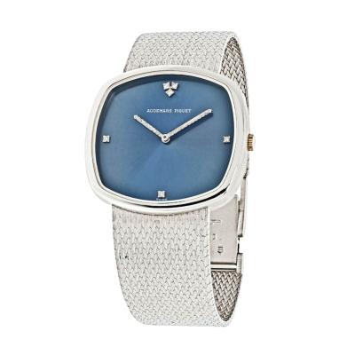  Audemars Piguet AUDEMARS PIGUET 18K WHITE GOLD BLUE DIAL WITH DIAMOND MARKERS 1970S DRESS WATCH