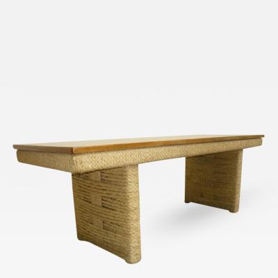  Audoux Minet Audoux Minet Long Coffee Table in Perfect Condition of Rope with Top in Oak