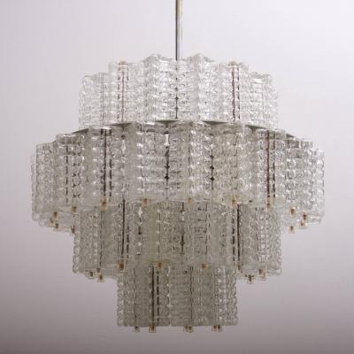  Austrolux Leuchten One of Six Huge and Rare Glass Chandeliers by Austrolux