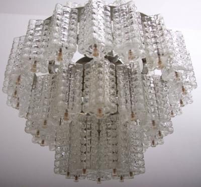  Austrolux Leuchten One of Six Huge and Rare Glass Chandeliers by Austrolux