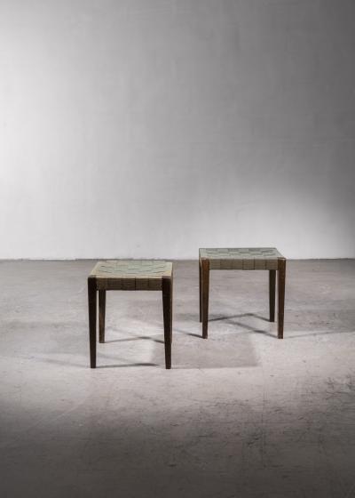  Axel Larson Axel Larsson pair of webbed stools SMF Bodafors