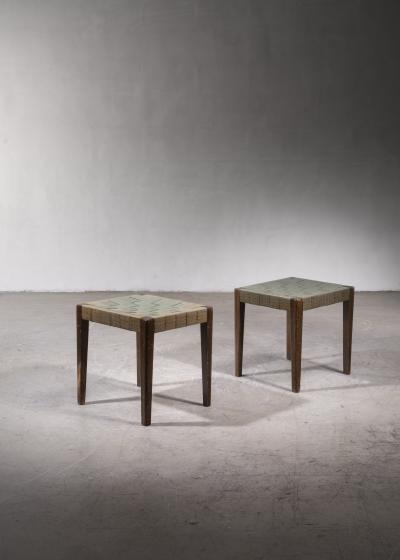  Axel Larson Axel Larsson pair of webbed stools SMF Bodafors
