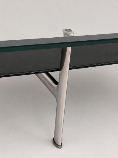  B B Italia Antonio Citterio for B B Italia Leather Aluminum Glass Coffee Table