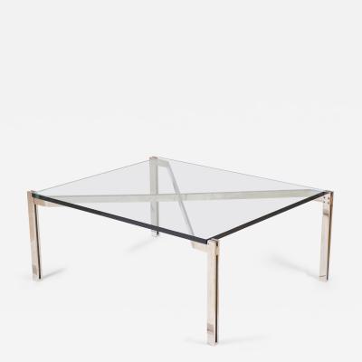  B B Italia Contemporary Italian Modernist X Frame Steel and Glass Coffee Table