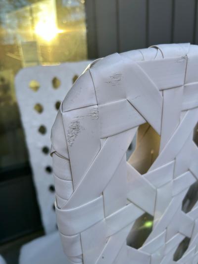  B B Italia Fabulous Pair B B Italia Canasta High Wing Back Woven Outdoor Chair