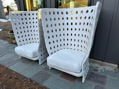  B B Italia Fabulous Pair B B Italia Canasta High Wing Back Woven Outdoor Chair