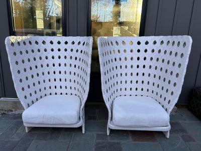  B B Italia Fabulous Pair B B Italia Canasta High Wing Back Woven Outdoor Chair