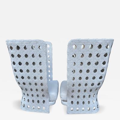  B B Italia Fabulous Pair B B Italia Canasta High Wing Back Woven Outdoor Chair