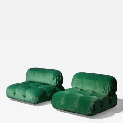  B B Italia Green Velvet Camaleonda Lounge Chairs by Mario Bellini for B B Italia 1970s