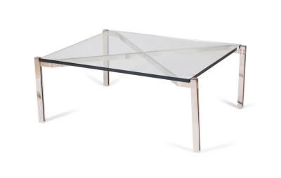  B B Italia Italian Modernist X Frame Steel and Glass Coffee Table manner of B B Italia 