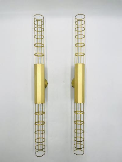  B B Italia Pair Baxter Palomar Brass Sconces by Pietro Russo Italian Modern Lights