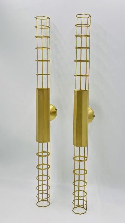  B B Italia Pair Baxter Palomar Brass Sconces by Pietro Russo Italian Modern Lights