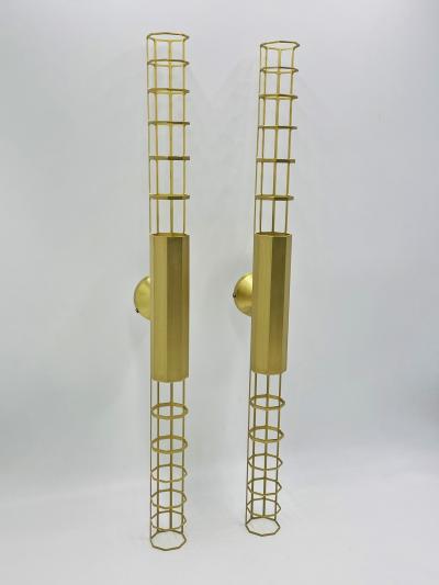  B B Italia Pair Baxter Palomar Brass Sconces by Pietro Russo Italian Modern Lights