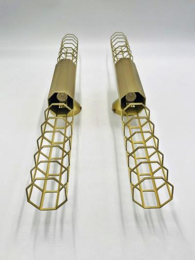  B B Italia Pair Baxter Palomar Brass Sconces by Pietro Russo Italian Modern Lights