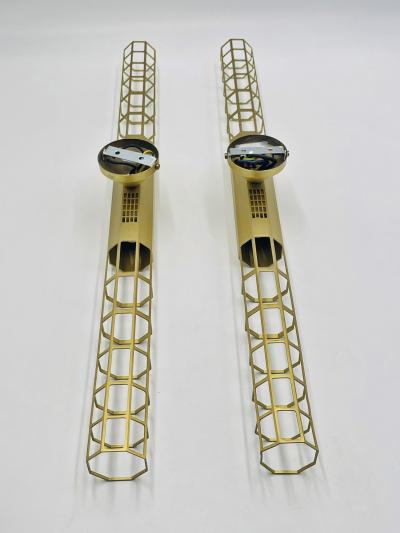  B B Italia Pair Baxter Palomar Brass Sconces by Pietro Russo Italian Modern Lights