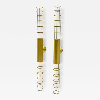  B B Italia Pair Baxter Palomar Brass Sconces by Pietro Russo Italian Modern Lights
