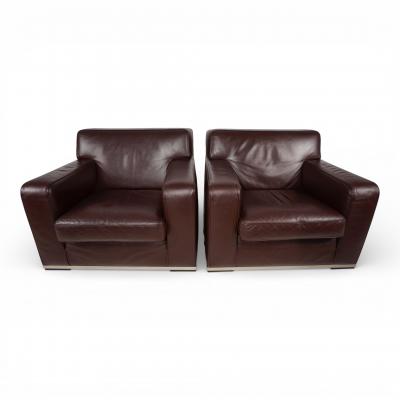  B B Italia Set of 2 B B Italia Maxalto leather armchairs by Antonio Citterio 1999