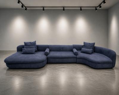  B B Italia Three Piece Piaf Sectional Sofa Made in Italy by Baxter Dark Blue Leather