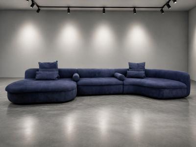  B B Italia Three Piece Piaf Sectional Sofa Made in Italy by Baxter Dark Blue Leather