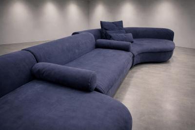  B B Italia Three Piece Piaf Sectional Sofa Made in Italy by Baxter Dark Blue Leather