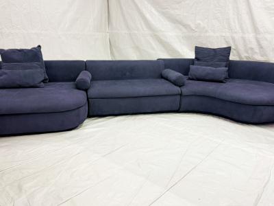  B B Italia Three Piece Piaf Sectional Sofa Made in Italy by Baxter Dark Blue Leather