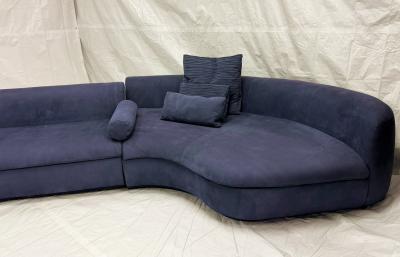  B B Italia Three Piece Piaf Sectional Sofa Made in Italy by Baxter Dark Blue Leather